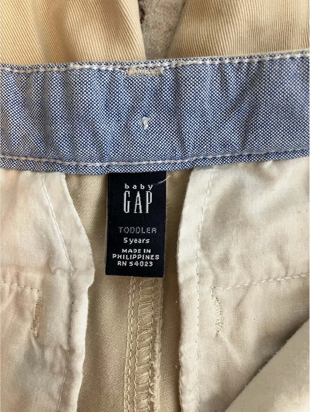 Baby Gap Toddler 5 Years Khaki Chino Trousers Flat Front Adjustable Waist